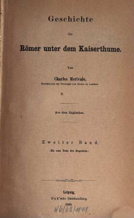 Geschichte der Römer unter dem Kaiserthume, 2. Bis zum Tode des Augustus