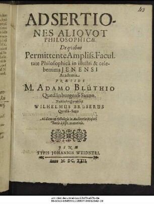 Adsertiones Aliquot Philosophicae