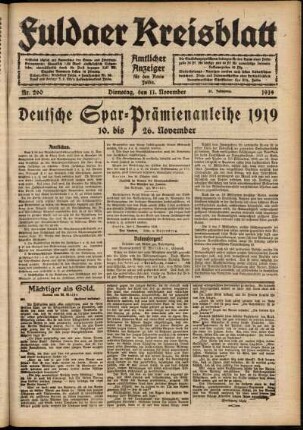 Ausgabe vom Dienstag, den 11. November 1919.