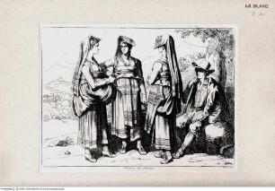 Nuova raccolta di cinquanta costumi de' contorni di Roma compresi diversi fatti di briganti : cominciati l'anno 1819, compiti nel 1822 / disegnati ed incisi all'acqua forte da Bartolomeo Pinelli, Roma : Gio. Scudellari, 1823Frauen aus Sonnino; tav.[16] - Stiche aus Nuova raccolta di cinquanta costumi de' contorni di Roma..., Rom 1823