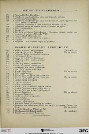 Blauw delftsch aardewerk (Nr. 804-836)