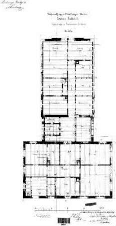 Goldshöfe: Empfangsgebäude Verwaltungsgebäude Grundriß 2.OG (Diensträume,Wartesäle)