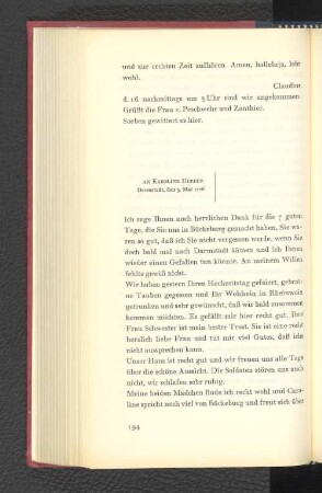 An Karoline Herder Darmstadt, den 3. Mai 1776