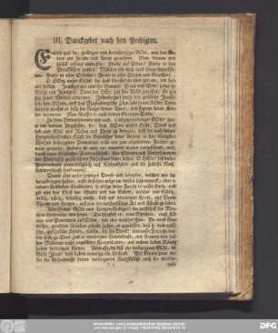 III. Danckgebet nach den Predigten.