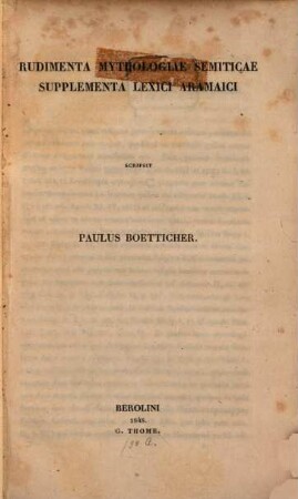Rudimenta mythologiae Semiticae : Supplementa lexici Aramaici