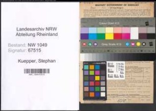 Entnazifizierung Stephan Kuepper , geb. 16.01.1898 (Baecker)