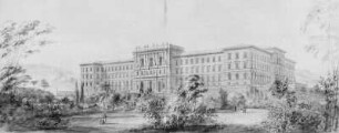 Entwurf für das Polytechnikum in Zürich, Perspektivische Ansicht von Westen