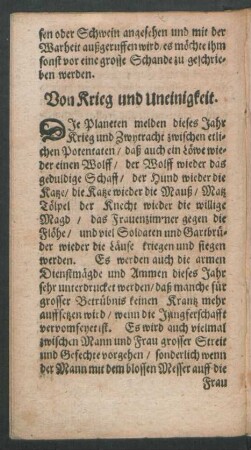Von Krieg und Uneinigkeit.