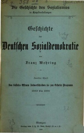 Geschichte der Deutschen Sozialdemokratie von Franz Mehring. 2