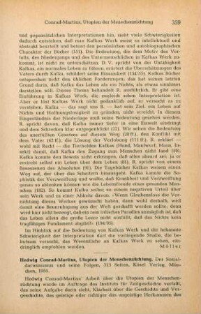 359-361 [Rezension] Conrad-Martius, Hedwig, Utopien der Menschenzüchtung