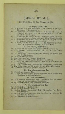 Besonderes Verzeichniß der Musterstücke für den Sprachunterricht