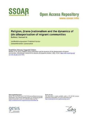 Religion, (trans-)nationalism and the dynamics of (de-)diasporisation of migrant communities
