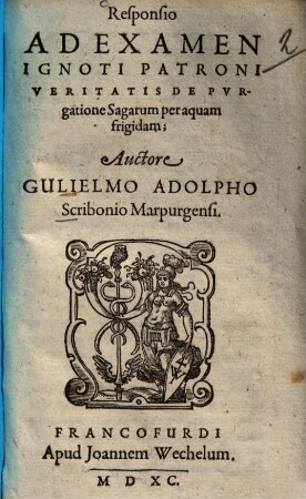 Responsio Ad Examen Ignoti Patroni Veritatis De Pvurgatione [purgatione] Sagarum per aquam frigidam