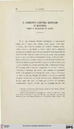 3.Ser.4.1879: Il primitivo cimitero cristiano di Ravenna : presso S. Apollinare in Classe