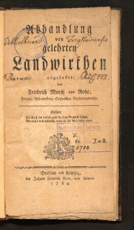 Abhandlung von gelehrten Landwirthen