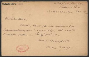 Brief an B. Schott's Söhne : 17.10.1905