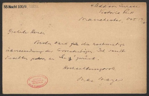 Brief an B. Schott's Söhne : 17.10.1905