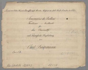 Souvenirs de Bellini, cl, pf, Es-Dur, op. 52 - BSB Mus.Schott.Ha 12267-3