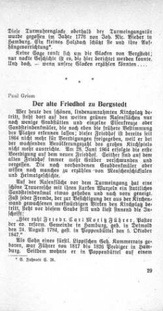 Der alte Friedhof zu Bergstedt