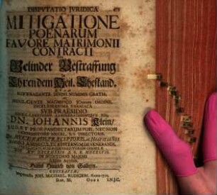 Disp. iur. de mitigatione poenarum favore matrimonii contracti