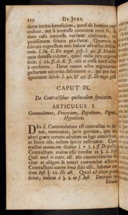 510-520, Articulus I. Dico I. Commodatum est contractus re initus, ...
