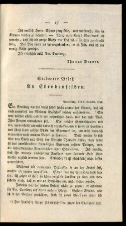 Siebenter Brief. An Ebendenselben