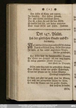 Der 147. Psalm. Lob der göttlichen Gnade und Erbarmung.
