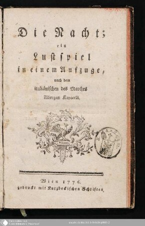 Die Nacht : ein Lustspiel in einem Aufzuge