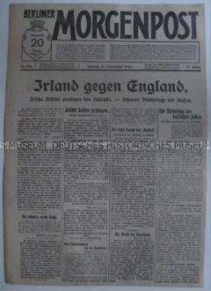 Tageszeitung "Berliner Morgenpost" zum Konflikt zwischen Irland und England