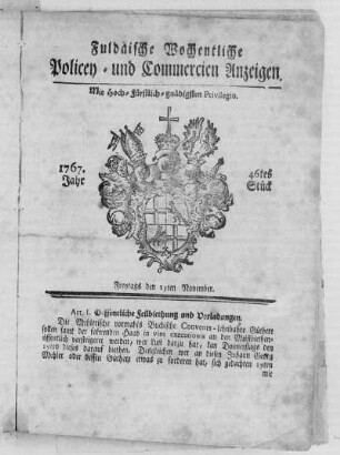 46tes Stück, Ausgabe vom 13. November 1767