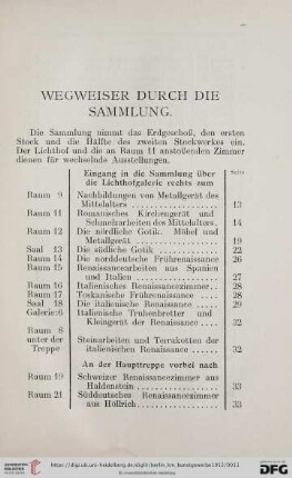 Wegweiser durch die Sammlung