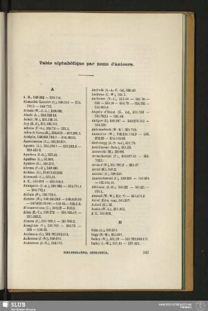 Table alphabétique par noms d'auteurs