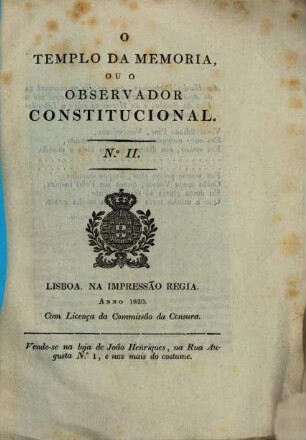 O templo da memoria, ou observador constitucional, 2