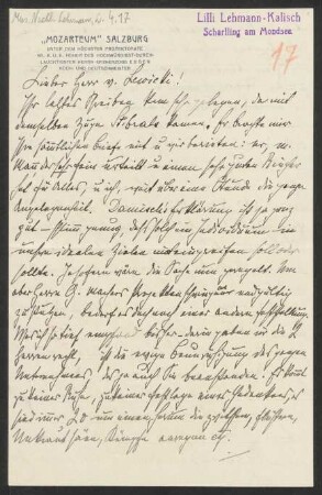 Brief an Rudolf von Lewicki : 22.09.1916