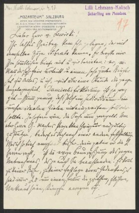 Brief an Rudolf von Lewicki : 22.09.1916