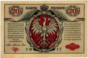 Geldschein, 20 Polnische Mark, 1917