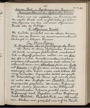 Zweiter Theil. Beziehungen von Riemann's Theorie zur Lehre von den algebraischen Curven.