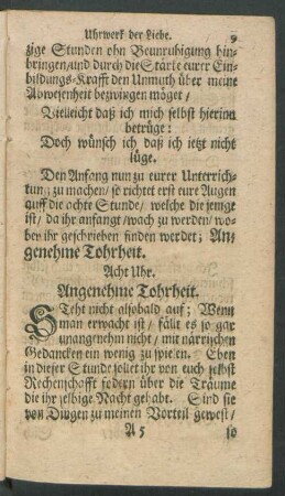 Acht Uhr. Angenehme Tohrheit.