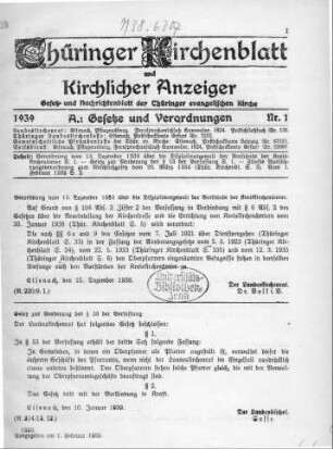 Nr. 1 : 1. Februar 1939