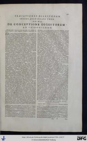 Praefationes Digestorum Ipsius Justiniani Tres.