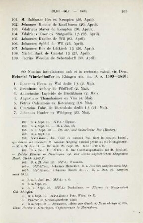 169-183, Matrikel 60, 1-130 (1509/10) und 61, 1-161 (1510/11)