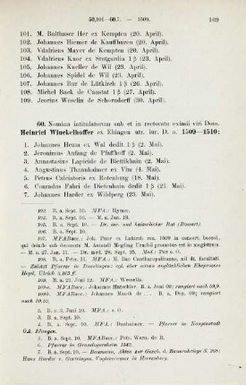 169-183, Matrikel 60, 1-130 (1509/10) und 61, 1-161 (1510/11)