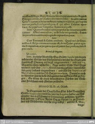 Sessio XI. [i.e. IX]. D26. Octob.