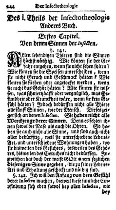 Erstes Capitel. Von denen Sinnen der Insecten.