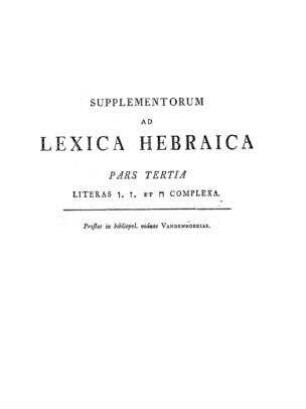 In: Supplementa ad Lexica Hebraica ; Band 3