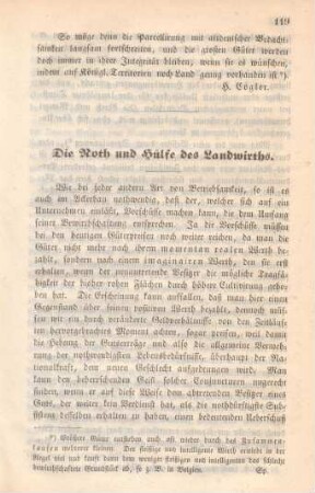 Die Noth und Hülfe des Landwirths.