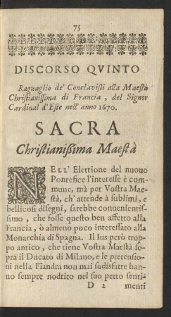 Discorso Quinto