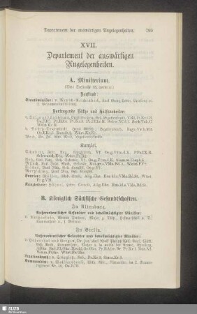 XVII. Departement der auswärtigen Angelegenheiten