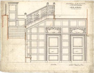 Pfann, Paul; München, Möhlstr.; Wohnhaus O. Bischoff - Nordwand in der Diele (Ansicht m. Schnitt)