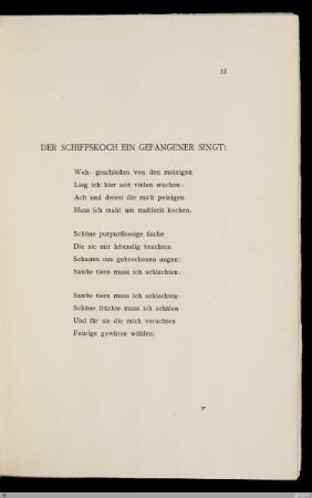 Der Schiffskoch ein Gefangener singt / Hugo von Hofmannsthal